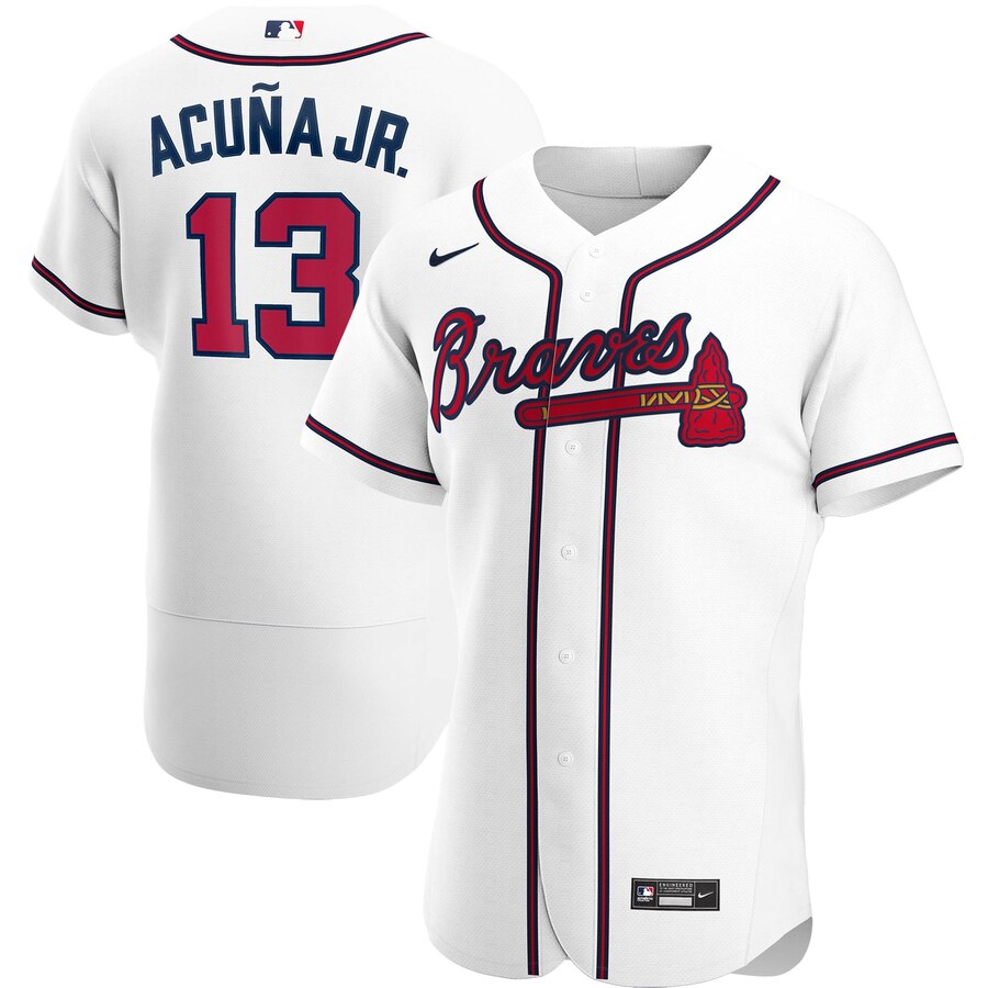 Atlanta Braves #13 Ronald Acuna Jr. Men Nike White Home 2020 Authentic Player MLB Jersey->atlanta braves->MLB Jersey